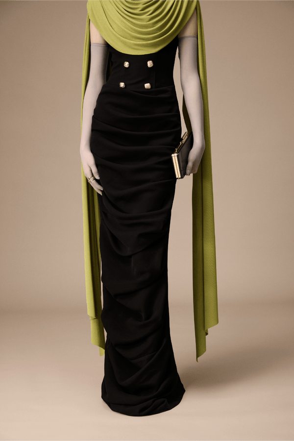 Volley Dress - ALBOUSHIYA - district 5 - dubai - riyadh - abaya - dresses - designers - evening wear - luxury - elegance - craftsmanship - gowns - cocktail dresses - collections - georges
