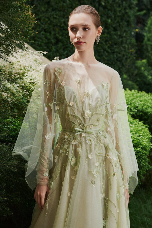 Whispers of the Willow Gown - ALBOUSHIYA - district 5 - dubai - riyadh - abaya - dresses - designers - evening wear - luxury - elegance - craftsmanship - gowns - cocktail dresses - collections - georges