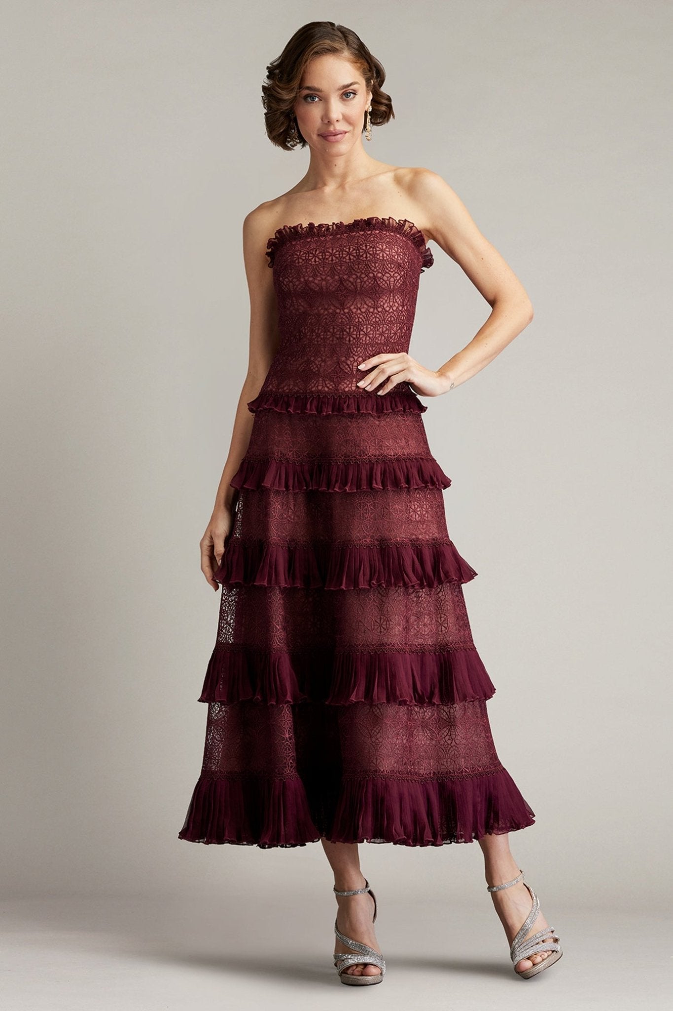 Ziani Tiered Ruffle Midi Dress - ALBOUSHIYA - district 5 - dubai - riyadh - abaya - dresses - designers - evening wear - luxury - elegance - craftsmanship - gowns - cocktail dresses - collections - georges