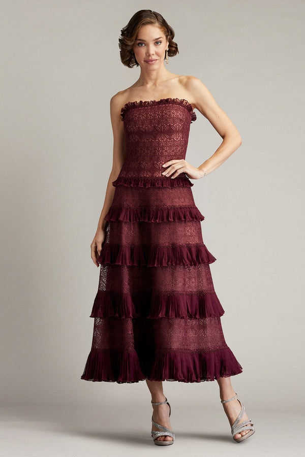 Ziani Tiered Ruffle Midi Dress - ALBOUSHIYA - district 5 - dubai - riyadh - abaya - dresses - designers - evening wear - luxury - elegance - craftsmanship - gowns - cocktail dresses - collections - georges