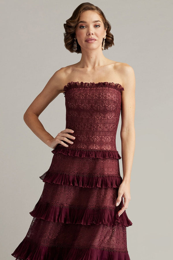Ziani Tiered Ruffle Midi Dress - ALBOUSHIYA - district 5 - dubai - riyadh - abaya - dresses - designers - evening wear - luxury - elegance - craftsmanship - gowns - cocktail dresses - collections - georges