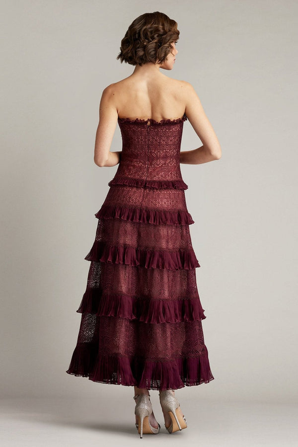Ziani Tiered Ruffle Midi Dress - ALBOUSHIYA - district 5 - dubai - riyadh - abaya - dresses - designers - evening wear - luxury - elegance - craftsmanship - gowns - cocktail dresses - collections - georges