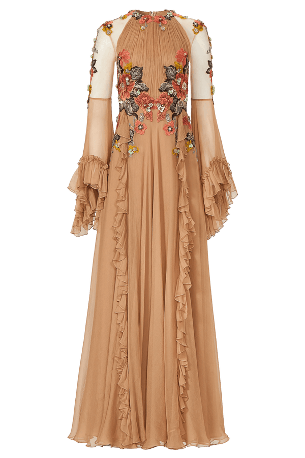 Zilara Crinkle Chiffon Gown - ALBOUSHIYA - district 5 - dubai - riyadh - abaya - dresses - designers - evening wear - luxury - elegance - craftsmanship - gowns - cocktail dresses - collections - georges